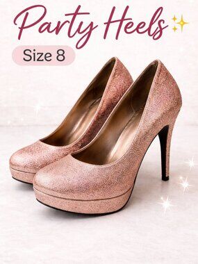 Call It Spring Rose Gold Glitter Platform Pumps